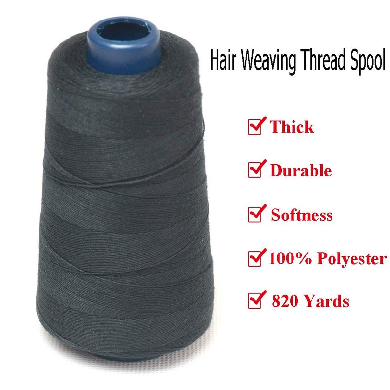 Luwigs Black Weaving Thread 100% Polyester for Making Wig Sewing Hair Weft Hair Extension 1pc (1pc, Black) - Image 3
